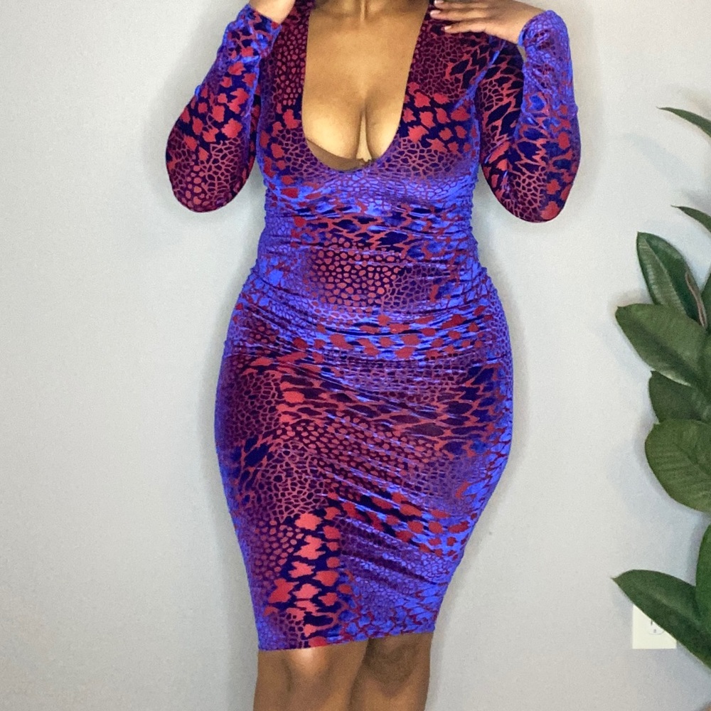 Red/blue Velvet Dress